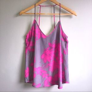 RBL Floral Pink / Gray Strappy Tank Top M